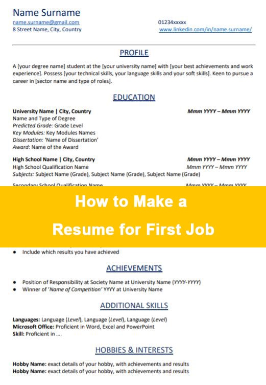 what to put in a resume for first job