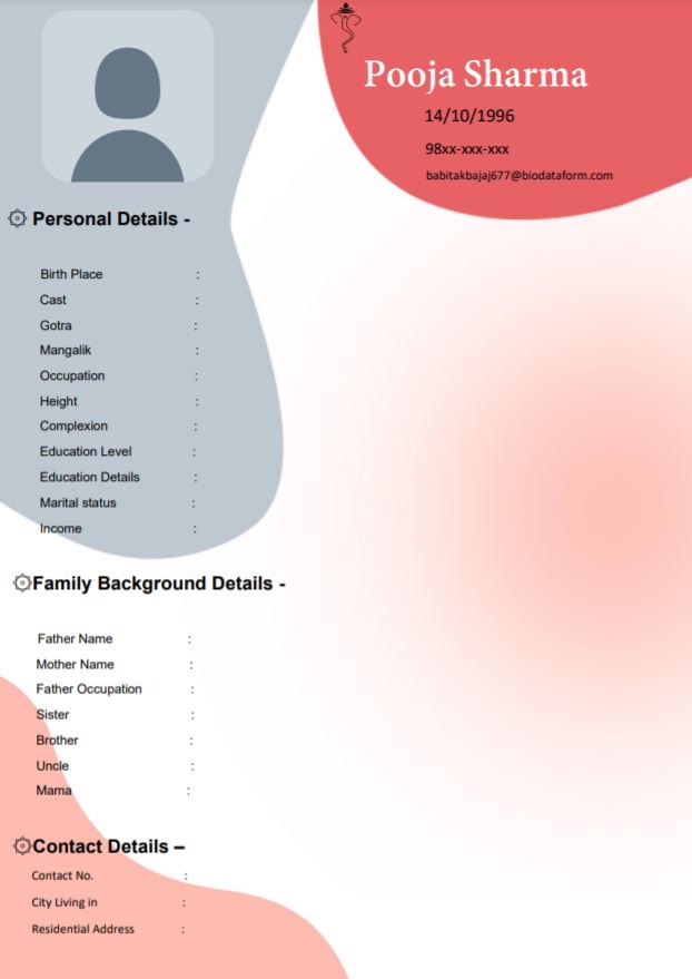 marriage biodata format in english