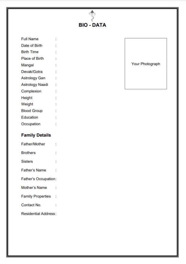 marriage biodata format in word