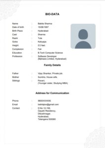 11+ Biodata Format for Marriage for Girl Free Download Word/PDF