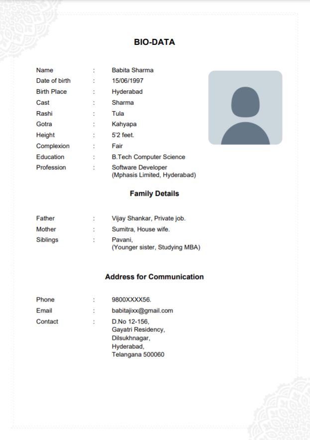 shadi ka biodata format