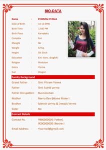 11+ Biodata Format For Marriage For Girl Free Download Word Pdf