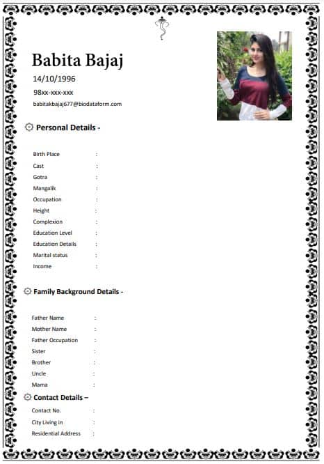 latest biodata format for girl marriage doc