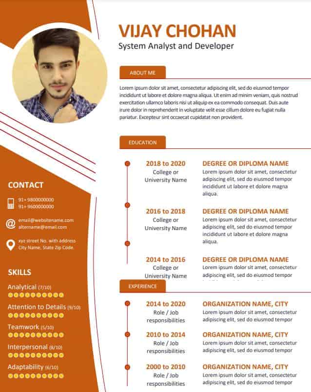 biodata format for job pdf