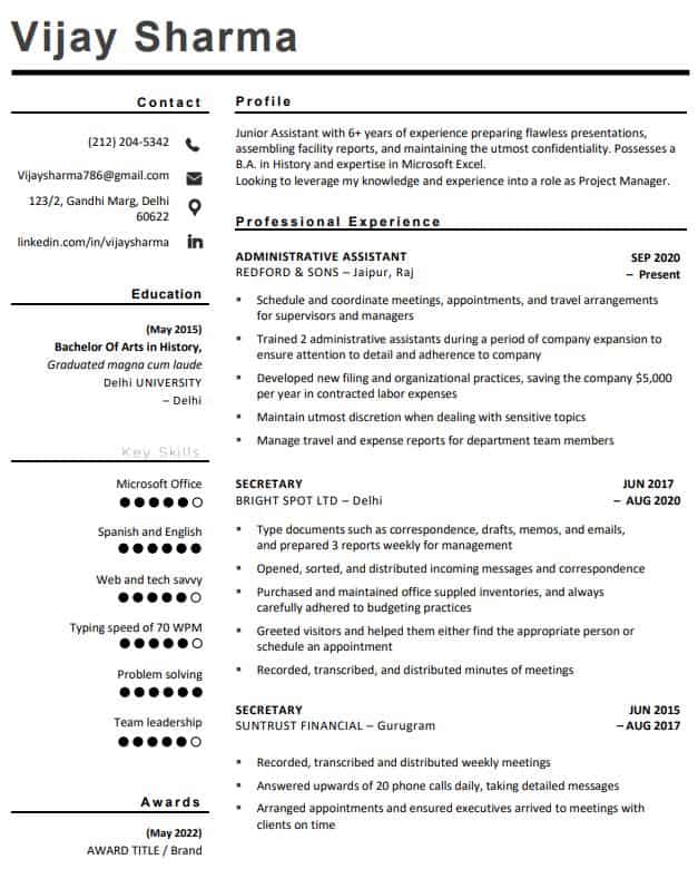 biodata model for job application