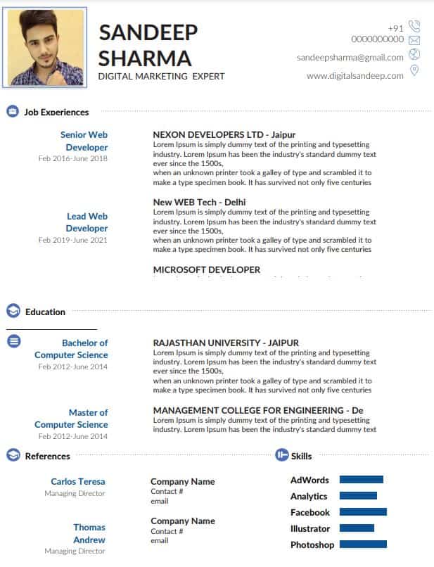 biodata model for job