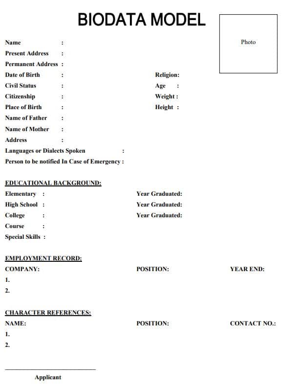 Biodata Model Pdf Biodata Format - Biodata Template Word Biodata ...