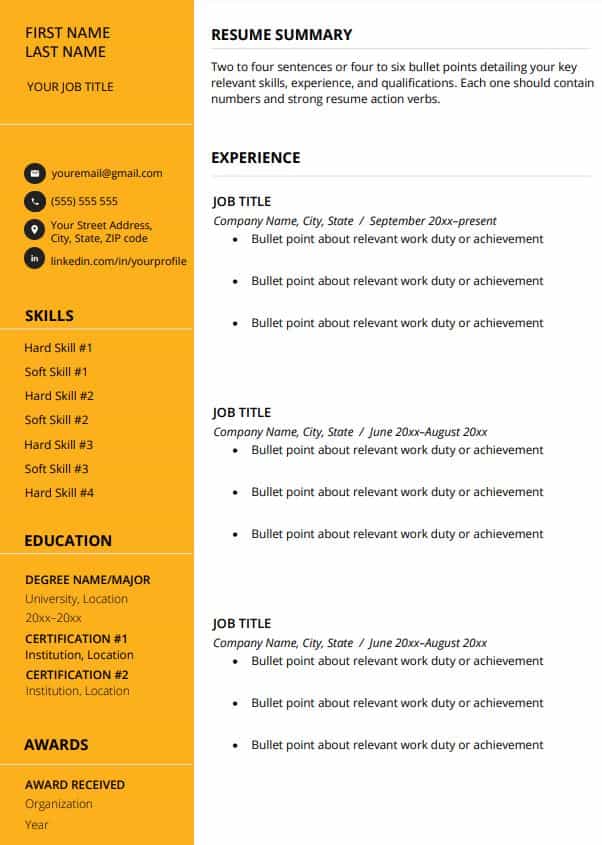 resume format download