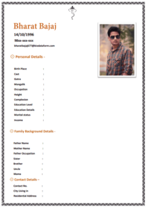 11+ Marriage Biodata For Boy Free Download [word & Pdf]