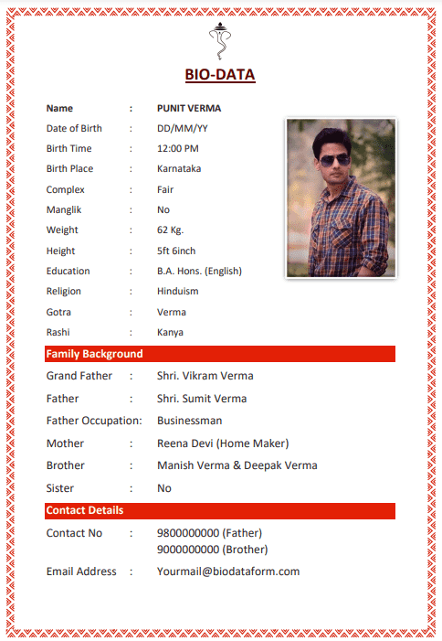 Marriage Biodata Format In Word For Boy Marriage Biodata Format In A Visual Reference Of Charts 3845