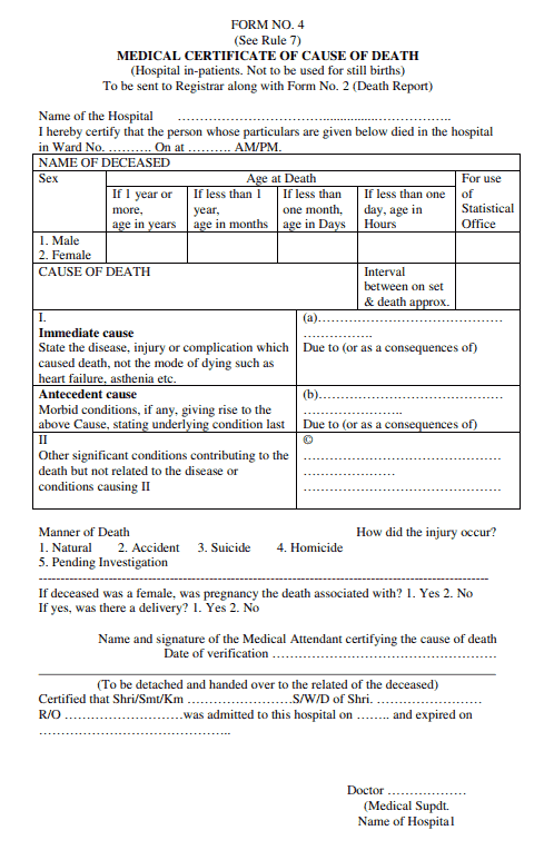 medical certificate form no 4